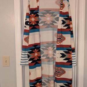 Aztec Design Long Cardigan